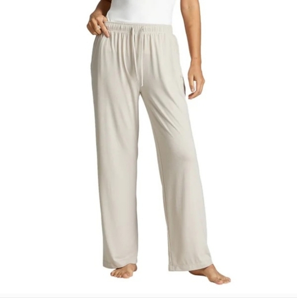 New! Natori Lounge Pants Size Large Beige Grey PJ Pants Casual Neutral Relaxed - Picture 2 of 11